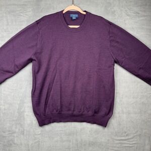 JOSEPH &‎ LYMAN Mens XL Purple Merino Wool Crew Neck Sweater Made in Italy